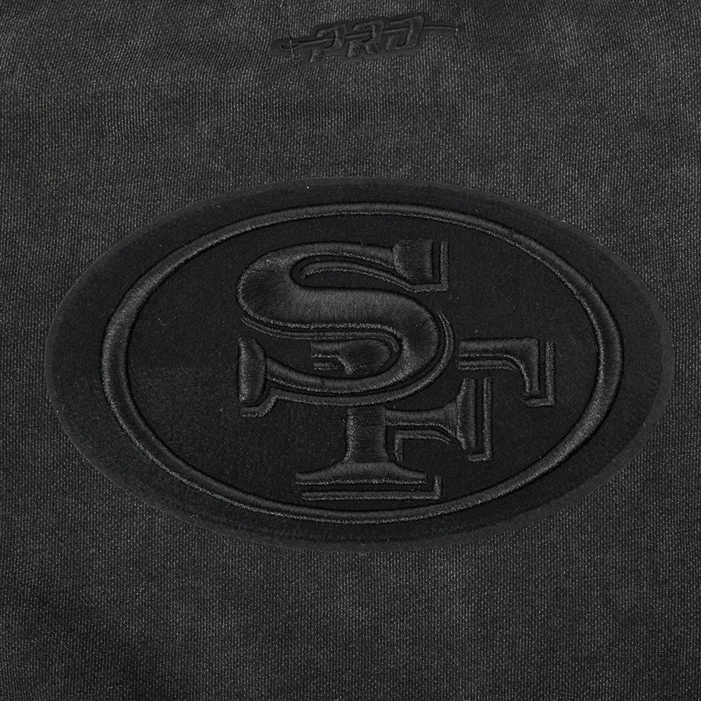 NFL SAN FRANCISCO 49ERS WASHED CLASSIC CHANDAIL À COL ROND EN MOLLETON FRANÇAIS DÉLAVÉ À L'ENZYME POUR FEMME (NOIR DÉLAVÉ)