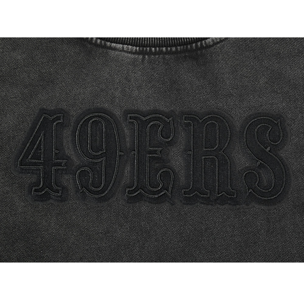 NFL SAN FRANCISCO 49ERS WASHED CLASSIC CHANDAIL À COL ROND EN MOLLETON FRANÇAIS DÉLAVÉ À L'ENZYME POUR FEMME (NOIR DÉLAVÉ)