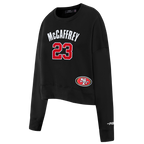 NFL SAN FRANCISCO 49ERS CHRISTIAN MCCAFFREY #23 CLASSIC PNN CHANDAIL À COL ROND EN MOLLETON POUR FEMME (NOIR)