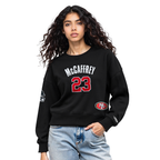 NFL SAN FRANCISCO 49ERS CHRISTIAN MCCAFFREY #23 CLASSIC PNN CHANDAIL À COL ROND EN MOLLETON POUR FEMME (NOIR)