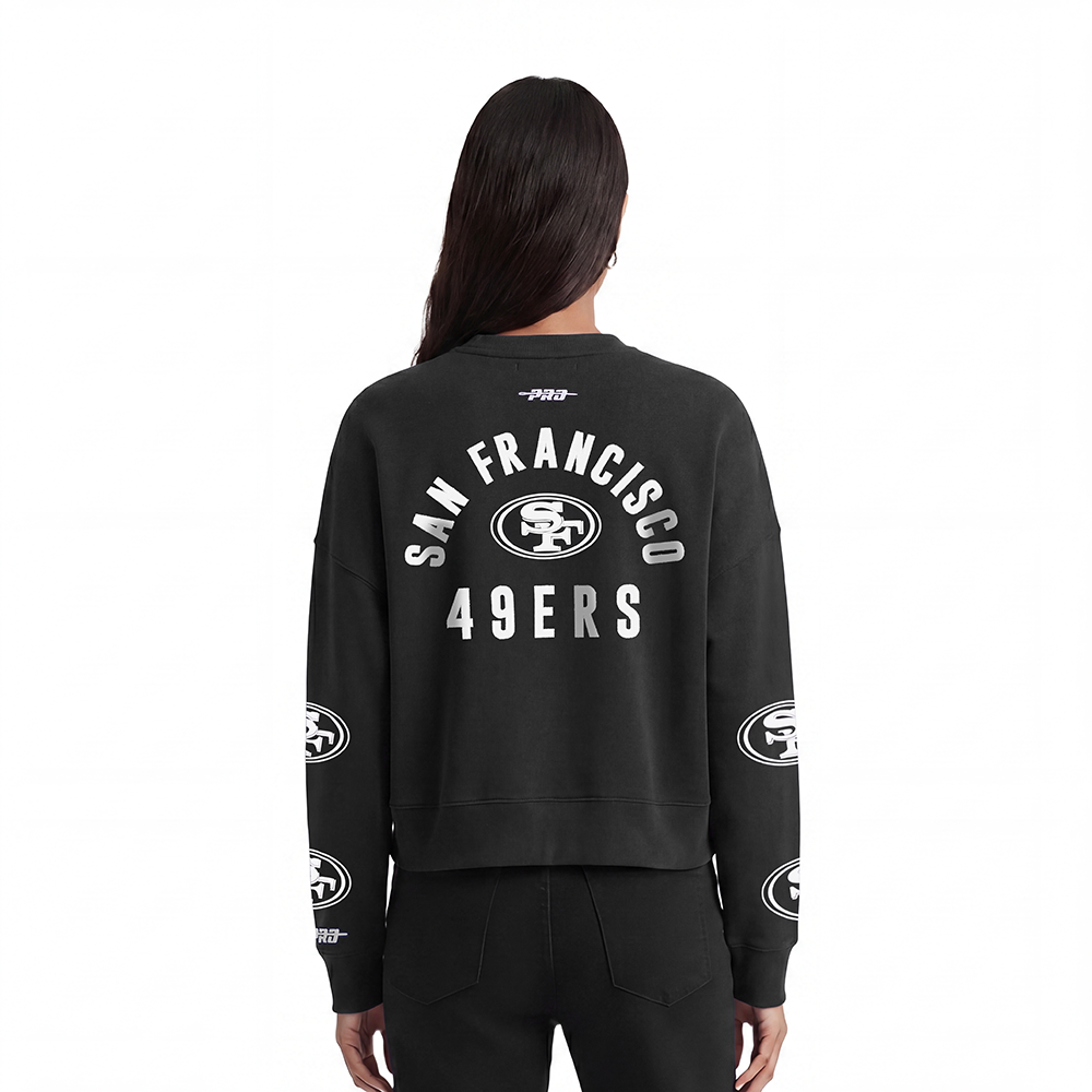 NFL SAN FRANCISCO 49ERS WOMEN'S CREWNECK SWEATSHIRT (BLACK)