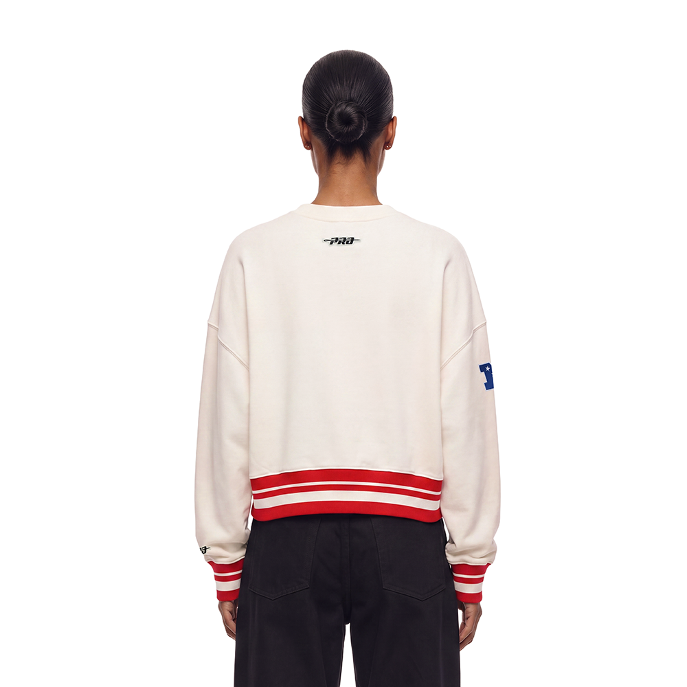 NFL SAN FRANCISCO 49ERS RETRO CLASSICS WOMEN'S CREWNECK SWEATSHIRT (EGGSHELL/ RED)
