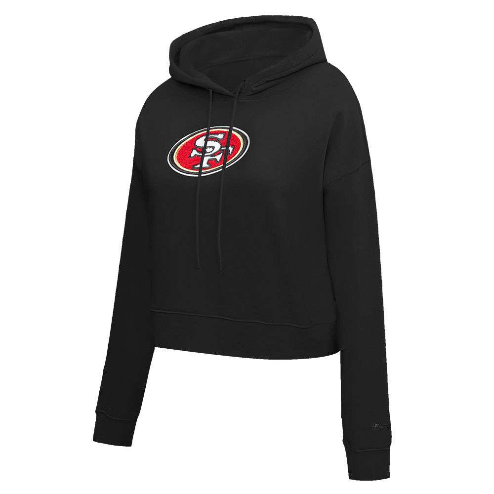 NFL SAN FRANCISCO 49ERS CLASSIC WOMEN'S CROPPED PO HOODIE (BLACK)