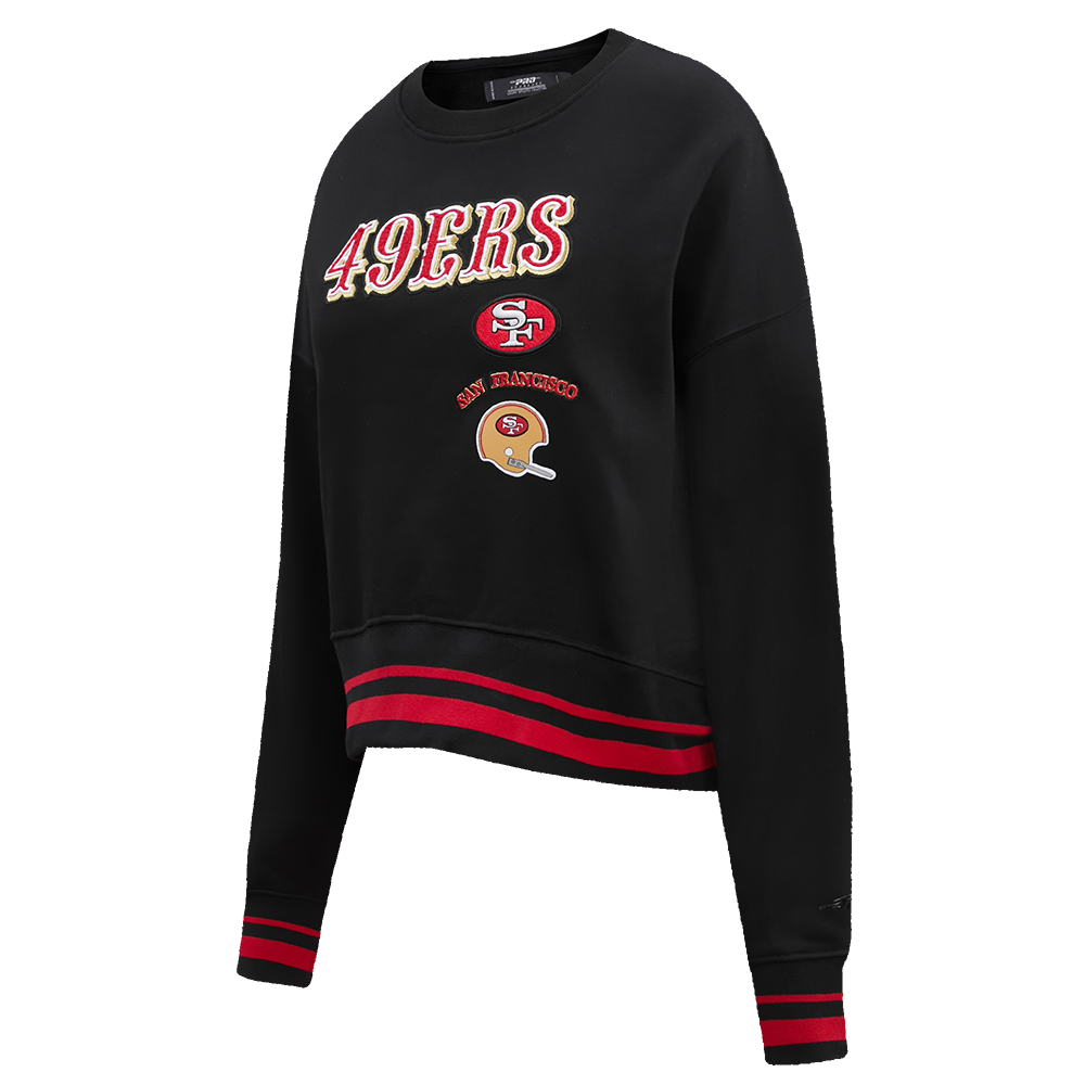 NFL SAN FRANCISCO 49ERS RETRO CLASSIC WOMEN'S CREWNECK (BLACK/RED/BLACK)