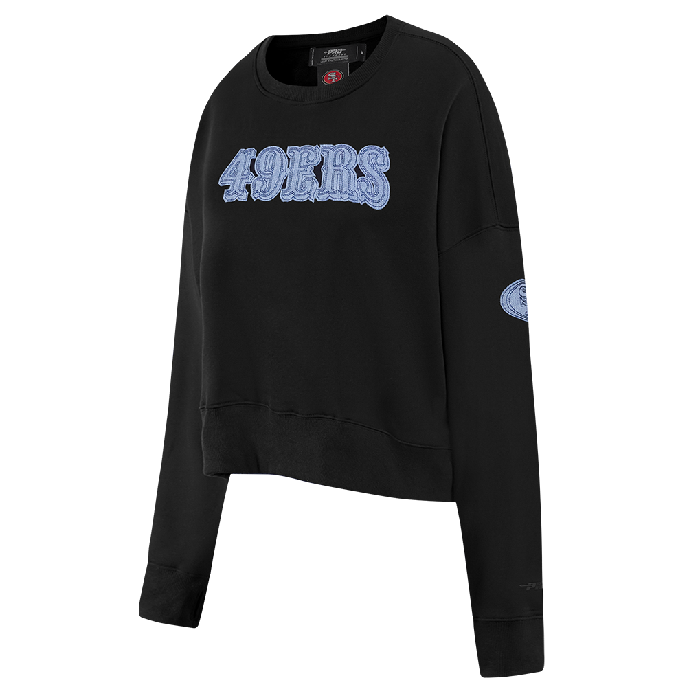 NFL SAN FRANCISCO 49ERS VARSITY BLUES WOMEN'S CREWNECK (BLACK)