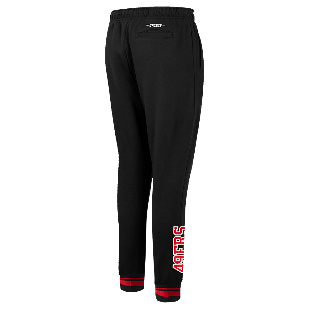 NFL SAN FRANCISCO 49ERS CREST EMBLEM PANTALON OUATÉ EN MOLLETON CÔTELÉ POUR FEMME (NOIR/ROUGE/NOIR)
