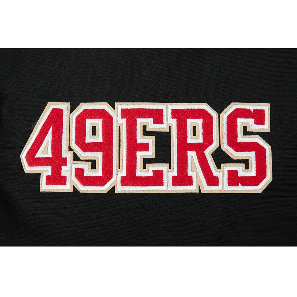NFL SAN FRANCISCO 49ERS CREST EMBLEM PANTALON OUATÉ EN MOLLETON CÔTELÉ POUR FEMME (NOIR/ROUGE/NOIR)