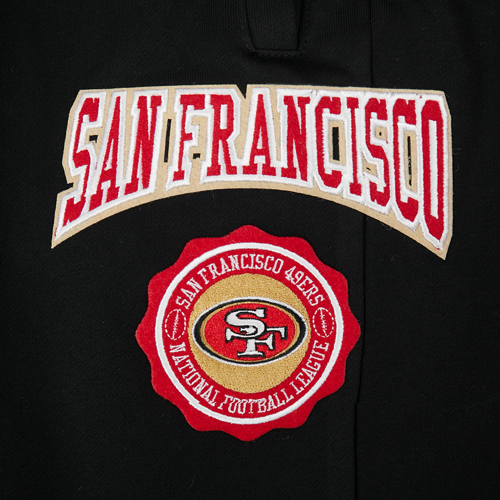 NFL SAN FRANCISCO 49ERS CREST EMBLEM PANTALON OUATÉ EN MOLLETON CÔTELÉ POUR FEMME (NOIR/ROUGE/NOIR)