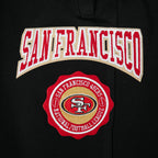NFL SAN FRANCISCO 49ERS CREST EMBLEM PANTALON OUATÉ EN MOLLETON CÔTELÉ POUR FEMME (NOIR/ROUGE/NOIR)