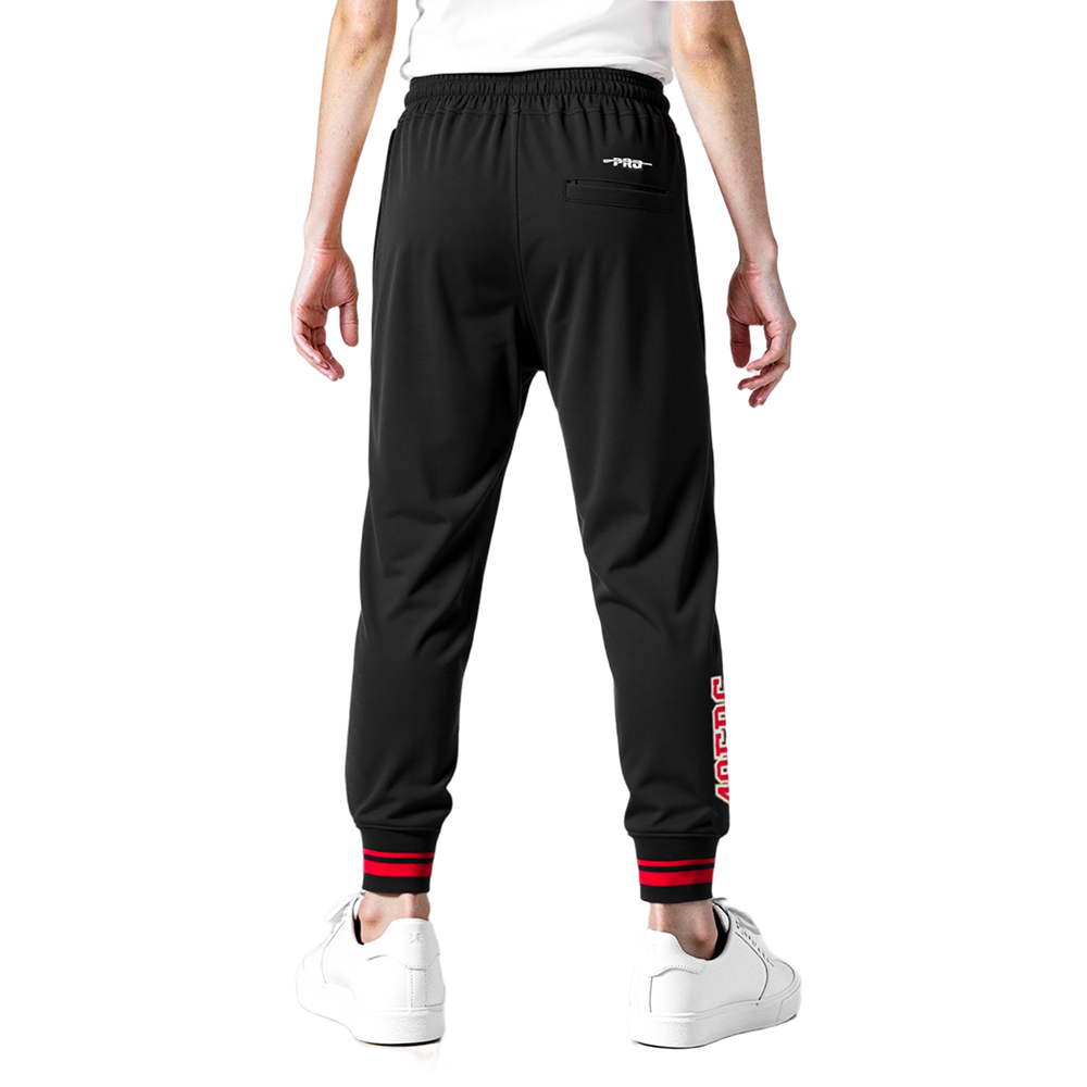 NFL SAN FRANCISCO 49ERS CREST EMBLEM PANTALON OUATÉ EN MOLLETON CÔTELÉ POUR FEMME (NOIR/ROUGE/NOIR)