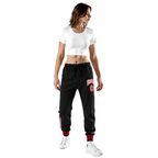 NFL SAN FRANCISCO 49ERS CREST EMBLEM PANTALON OUATÉ EN MOLLETON CÔTELÉ POUR FEMME (NOIR/ROUGE/NOIR)
