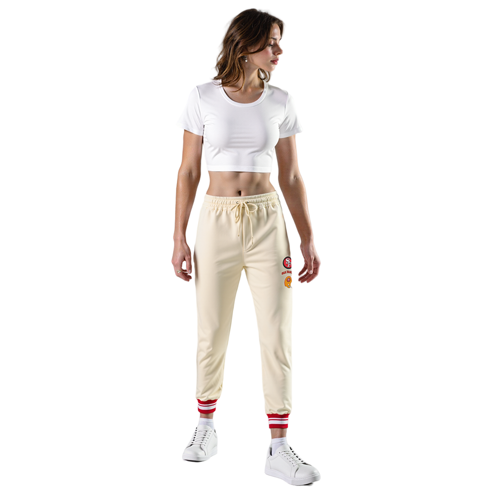 NFL SAN FRANCISCO 49ERS RETRO CLASSIC PANTALON OUATÉ POUR FEMME (COQUILLE D'ŒUF/ROUGE)