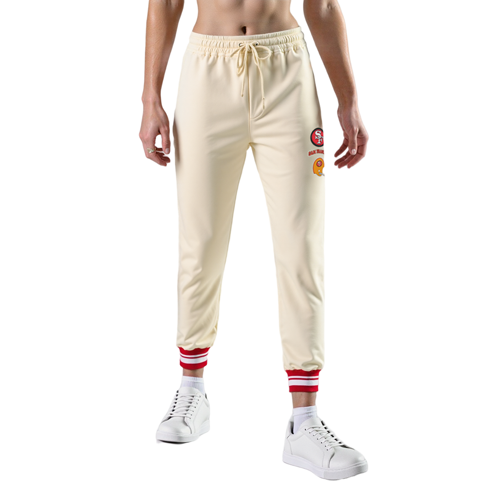 NFL SAN FRANCISCO 49ERS RETRO CLASSIC PANTALON OUATÉ POUR FEMME (COQUILLE D'ŒUF/ROUGE)
