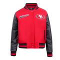 NFL SAN FRANCISCO 49ERS SCRIPT TAIL BLOUSON COLLÉGIAL EN LAINE POUR FEMME (ROUGE/NOIR)