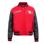 NFL SAN FRANCISCO 49ERS SCRIPT TAIL BLOUSON COLLÉGIAL EN LAINE POUR FEMME (ROUGE/NOIR)