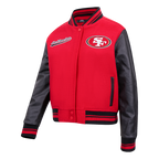 NFL SAN FRANCISCO 49ERS SCRIPT TAIL BLOUSON COLLÉGIAL EN LAINE POUR FEMME (ROUGE/NOIR)