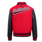 NFL SAN FRANCISCO 49ERS SCRIPT TAIL BLOUSON COLLÉGIAL EN LAINE POUR FEMME (ROUGE/NOIR)