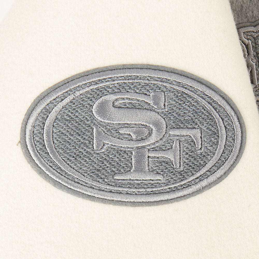 NFL SAN FRANCISCO 49ERS REVERSE FRENCH TERRY BLOUSON COLLÉGIAL POUR FEMME (NOIR/GRIS/COQUILLE D'ŒUF)
