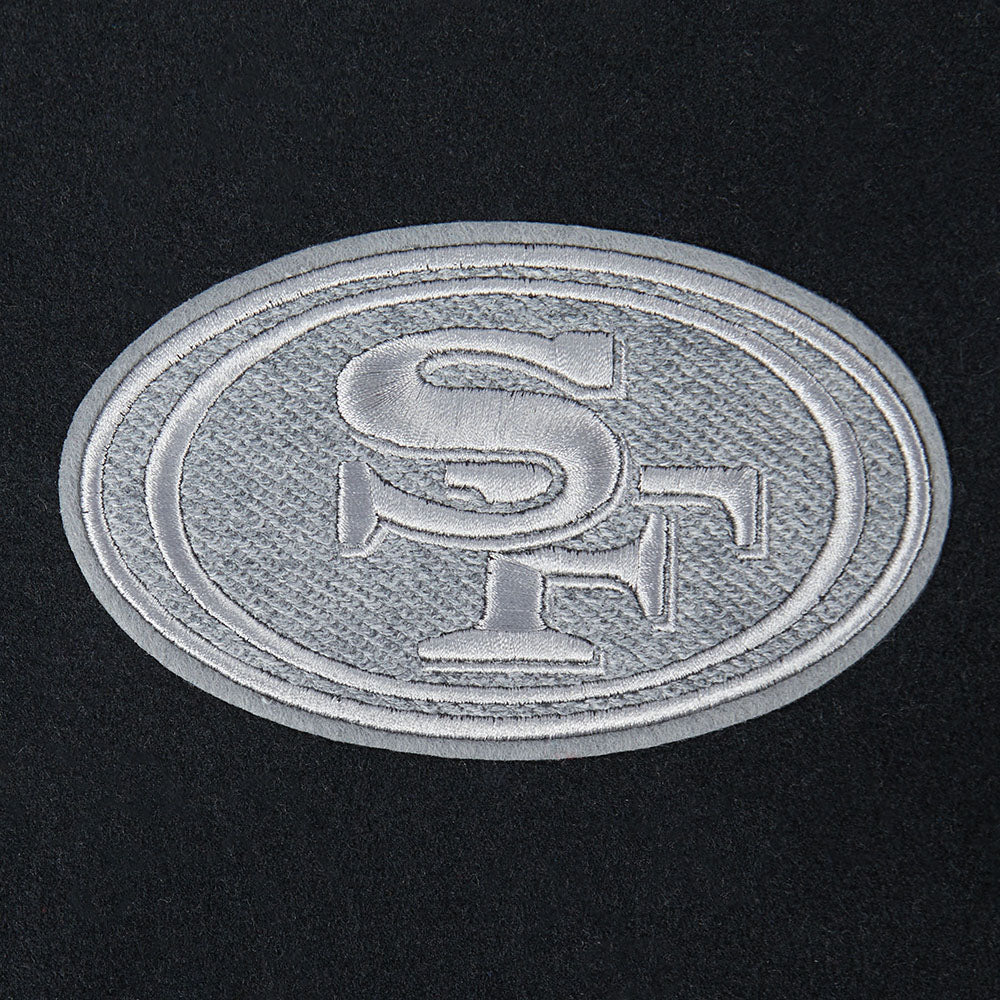 NFL SAN FRANCISCO 49ERS REVERSE FRENCH TERRY BLOUSON COLLÉGIAL POUR FEMME (NOIR/GRIS/COQUILLE D'ŒUF)