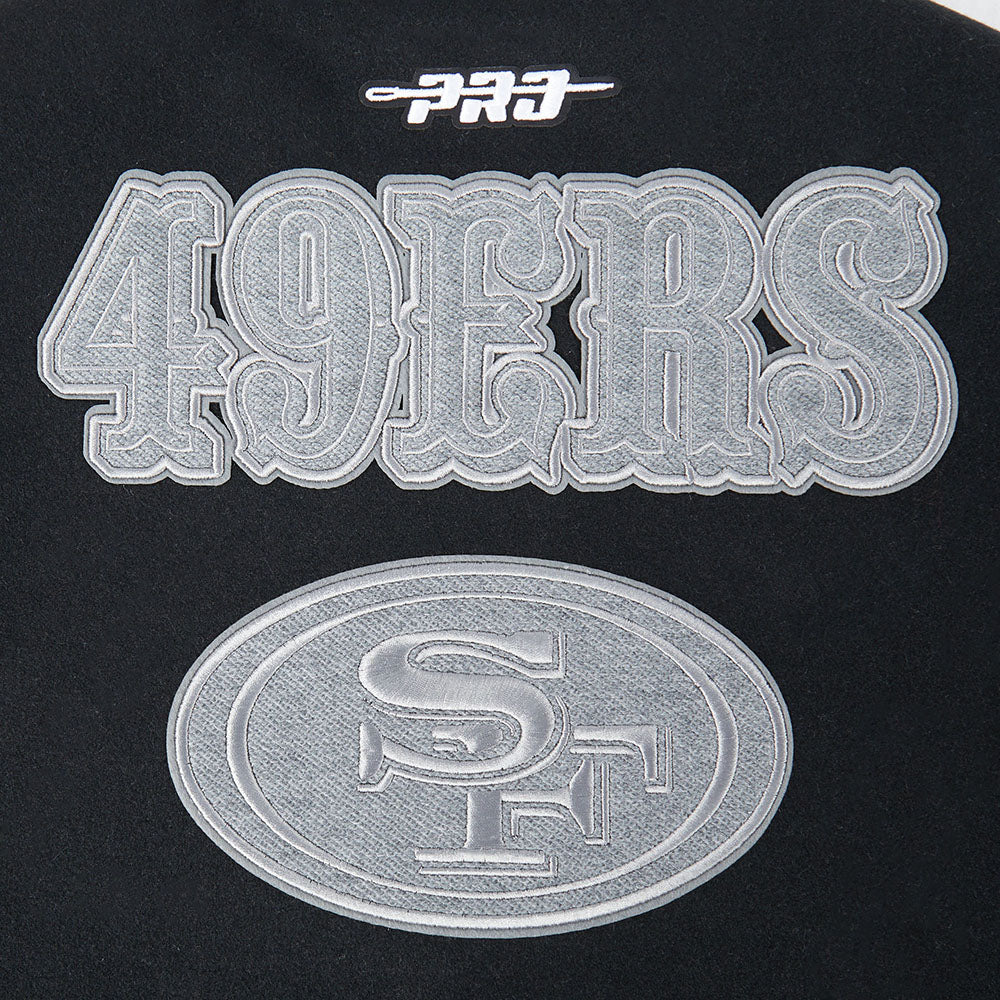 NFL SAN FRANCISCO 49ERS REVERSE FRENCH TERRY BLOUSON COLLÉGIAL POUR FEMME (NOIR/GRIS/COQUILLE D'ŒUF)