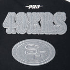 NFL SAN FRANCISCO 49ERS REVERSE FRENCH TERRY BLOUSON COLLÉGIAL POUR FEMME (NOIR/GRIS/COQUILLE D'ŒUF)