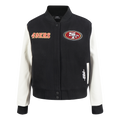 NFL SAN FRANCISCO 49ERS GAME DAY CLASSICS BLOUSON COLLÉGIAL EN LAINE POUR FEMME (NOIR/BLANC)