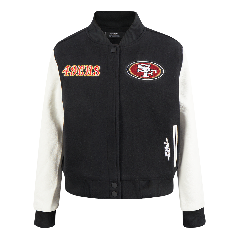 NFL SAN FRANCISCO 49ERS GAME DAY CLASSICS BLOUSON COLLÉGIAL EN LAINE POUR FEMME (NOIR/BLANC)