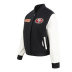 NFL SAN FRANCISCO 49ERS GAME DAY CLASSICS BLOUSON COLLÉGIAL EN LAINE POUR FEMME (NOIR/BLANC)