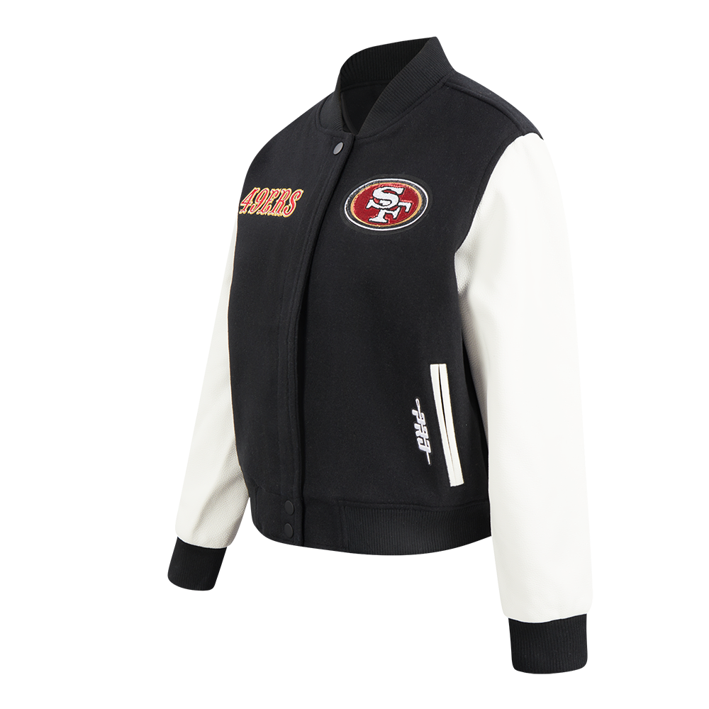 NFL SAN FRANCISCO 49ERS GAME DAY CLASSICS BLOUSON COLLÉGIAL EN LAINE POUR FEMME (NOIR/BLANC)