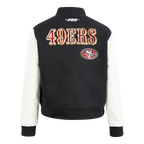 NFL SAN FRANCISCO 49ERS GAME DAY CLASSICS BLOUSON COLLÉGIAL EN LAINE POUR FEMME (NOIR/BLANC)