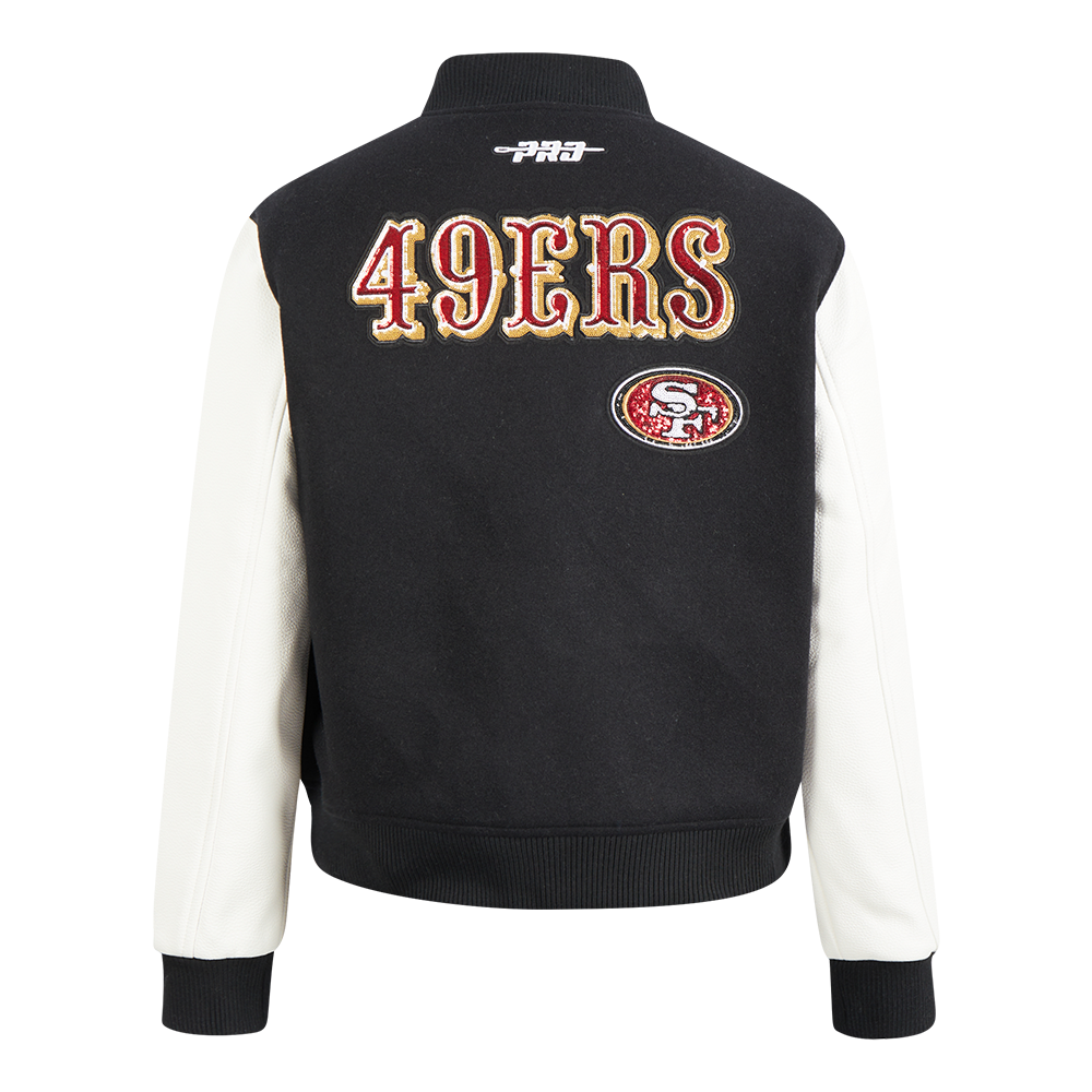 NFL SAN FRANCISCO 49ERS GAME DAY CLASSICS BLOUSON COLLÉGIAL EN LAINE POUR FEMME (NOIR/BLANC)