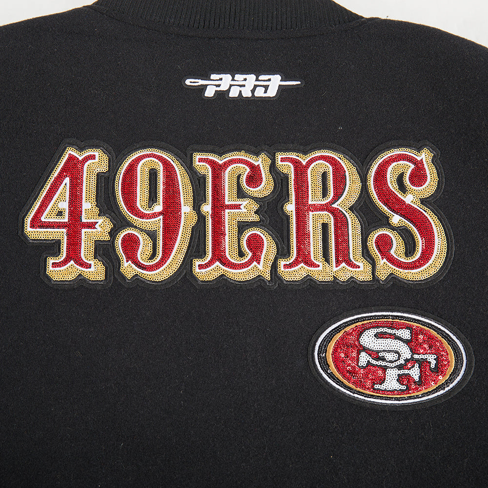 NFL SAN FRANCISCO 49ERS GAME DAY CLASSICS BLOUSON COLLÉGIAL EN LAINE POUR FEMME (NOIR/BLANC)