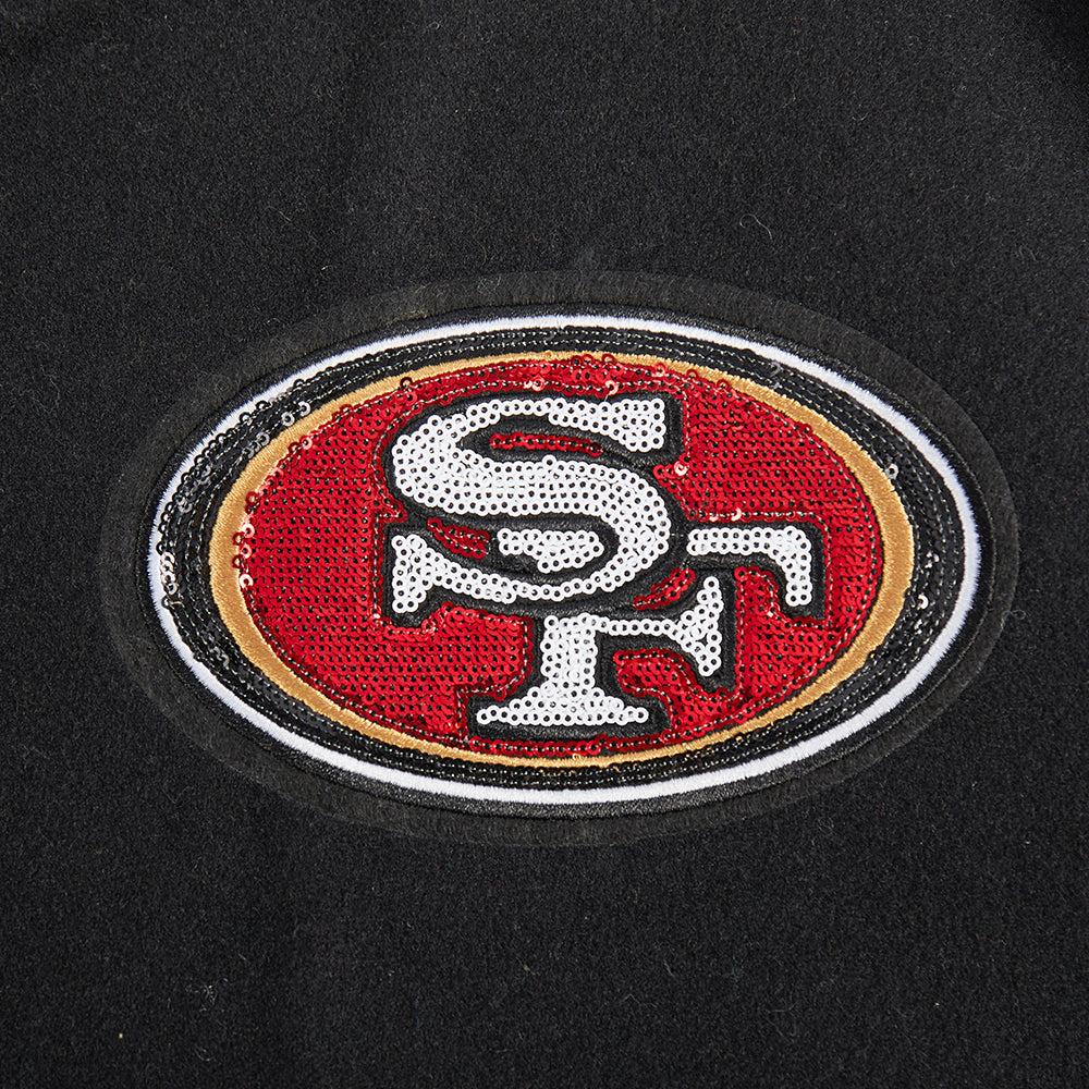NFL SAN FRANCISCO 49ERS GAME DAY CLASSICS BLOUSON COLLÉGIAL EN LAINE POUR FEMME (NOIR/BLANC)