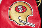 NFL SAN FRANCISCO 49ERS RETRO CLASSIC BLOUSON COLLÉGIAL EN LAINE À BORDS CÔTELÉS POUR FEMME (NOIR/ROUGE/NOIR)