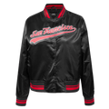 NFL SAN FRANCISCO 49ERS SCRIPT TAIL BLOUSON EN SATIN POUR FEMME (NOIR/ROUGE/NOIR)