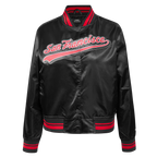 NFL SAN FRANCISCO 49ERS SCRIPT TAIL BLOUSON EN SATIN POUR FEMME (NOIR/ROUGE/NOIR)