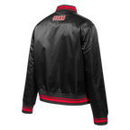 NFL SAN FRANCISCO 49ERS SCRIPT TAIL BLOUSON EN SATIN POUR FEMME (NOIR/ROUGE/NOIR)