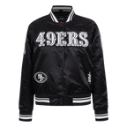 MLB CHICAGO CUBS RETRO CLASSIC BLOUSON EN SATIN À BORDS CÔTELÉS POUR HOMME (MARINE MINUIT)
