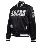 MLB CHICAGO CUBS RETRO CLASSIC BLOUSON EN SATIN À BORDS CÔTELÉS POUR HOMME (MARINE MINUIT)