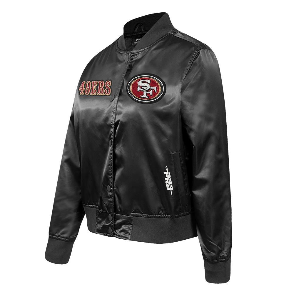 NFL SAN FRANCISCO 49ERS GAME DAY CLASSICS WOMEN'S SATIN JACKET (BLACK)