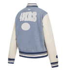 NFL SAN FRANCISCO 49ERS VARSITY BLUES WOMEN'S DENIM VARSITY JACKET (DENIM/LINEN)
