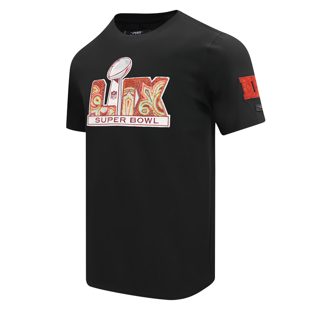 NFL SUPER BOWL 59 MEN'S PINNACLE SINGLE JERSEY TEE (BLACK)