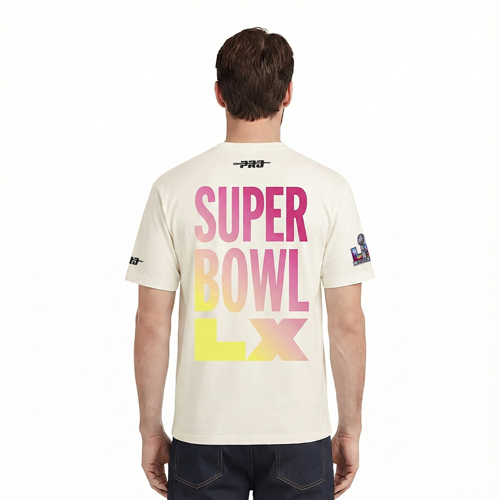 NFL SUPER BOWL WORDMARK T-SHIRT À ÉPAULES TOMBANTES EN JERSEY DE COTON 60 POUR HOMME (COQUILLE D'ŒUF)