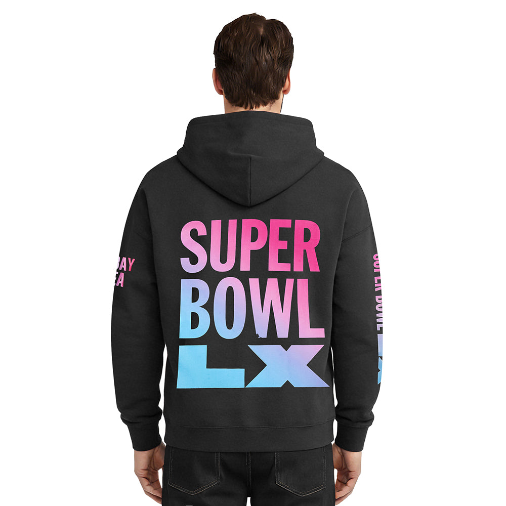 NFL SUPER BOWL CHANDAIL À CAPUCHON EN MOLLETON À ÉPAULES TOMBANTES 60 POUR HOMME (NOIR)