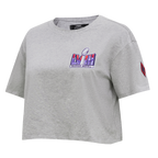 NFL SUPERBOWL T-SHIRT COUPE CARRÉE EN JERSEY SIMPLE NFL LVIII POUR FEMME (GRIS CHINÉ)