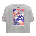 NFL SUPERBOWL T-SHIRT COUPE CARRÉE EN JERSEY SIMPLE NFL LVIII POUR FEMME (GRIS CHINÉ)