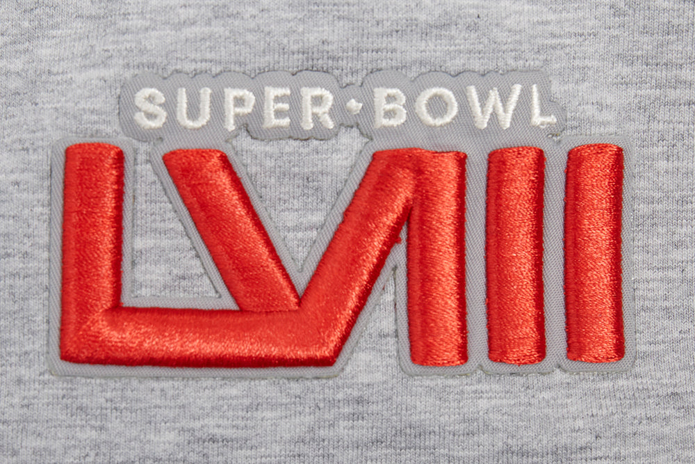 NFL SUPERBOWL T-SHIRT COUPE CARRÉE EN JERSEY SIMPLE NFL LVIII POUR FEMME (GRIS CHINÉ)