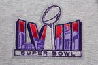 NFL SUPERBOWL T-SHIRT COUPE CARRÉE EN JERSEY SIMPLE NFL LVIII POUR FEMME (GRIS CHINÉ)