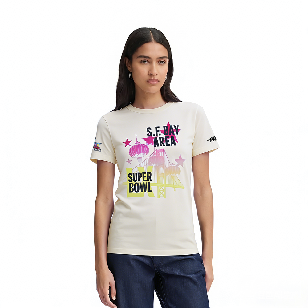 NFL SUPER BOWL T-SHIRT COUPE AJUSTÉE EN JERSEY SIMPLE 60 POUR FEMME (COQUILLE D'ŒUF)