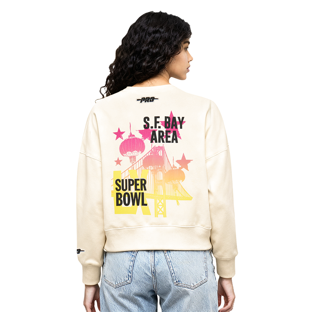 NFL SUPER BOWL CHANDAIL À COL ROND EN MOLLETON 60 POUR FEMME (COQUILLE D'ŒUF)